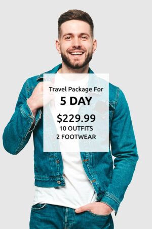 A man holding up a sign that says travel package for 5 day.